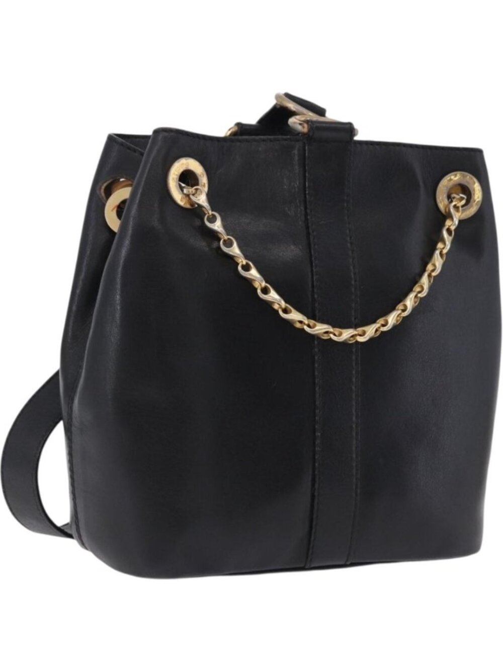 CELINE Shoulder Bag Leather Black Gold